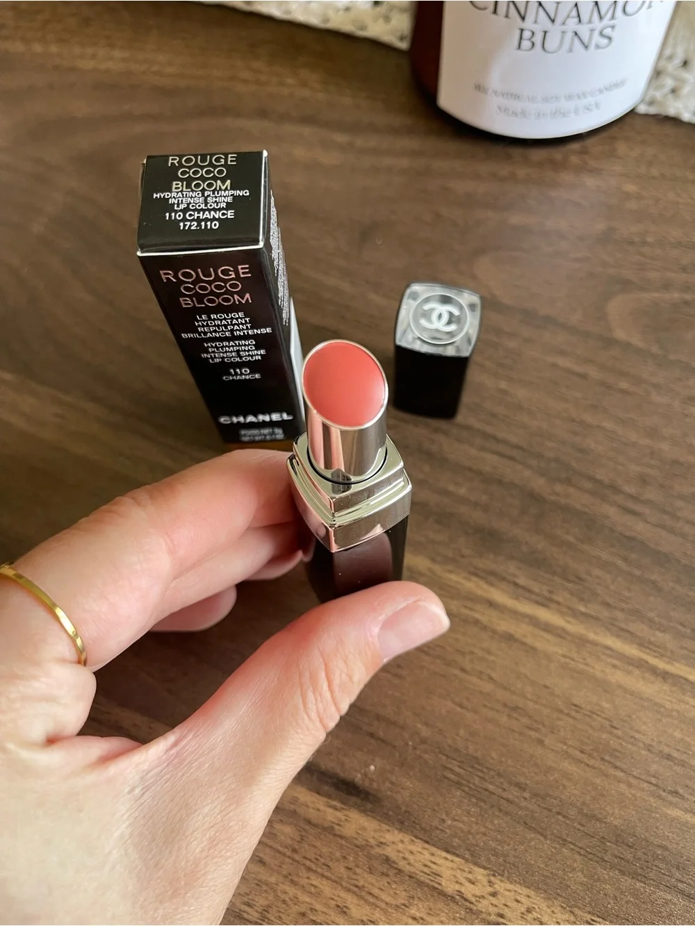 CHANEL Rouge Coco Bloom Lipstick 110 Chance - Black & Silver Tube